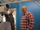 Hume Center Director of Research Bob McGwier, N4HY (right), and research associate Zachary Lefke are building antennas for the Virginia Tech Ground Station.